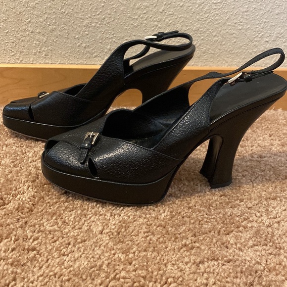 Prada Black Heels Made In Italy Size 37 1/2 - Picture 3 of 6